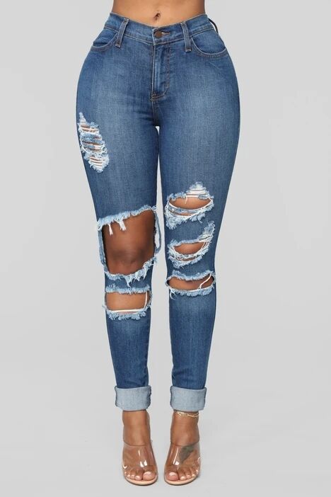 Dame Ripped Jeans med høj talje Stilla
