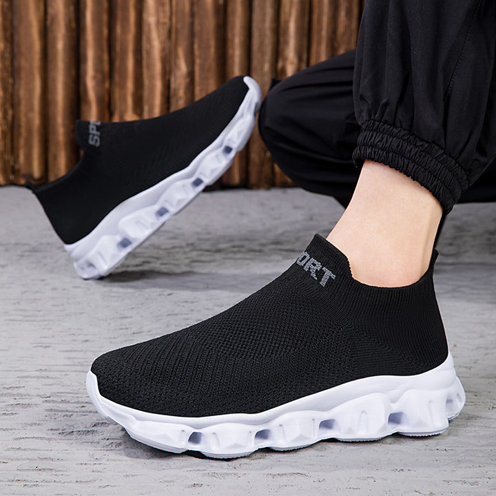 Unisex nan nahtløs strik-slip-on med soklignende skaft og skulptureret dæmpningssål Skovae