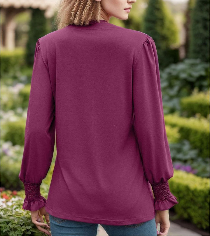 Dame afslappet bluse med plisseret design og vide ærmer Stilla