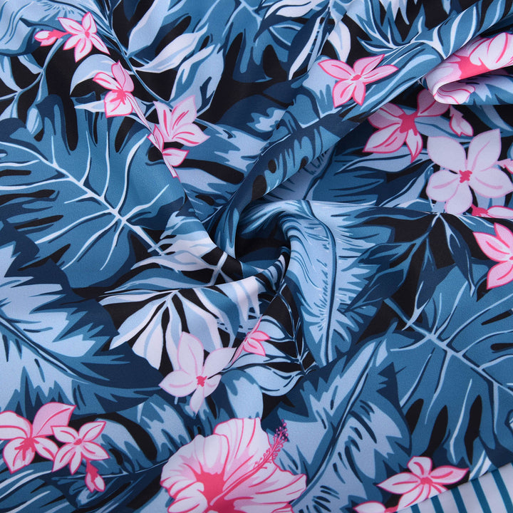 Dame Bade-Blusenset med floralt design og figursyet nederdel Stilla