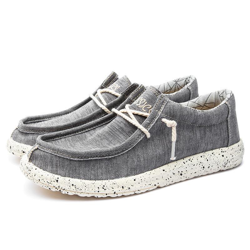 Herre nan afslappet mokassin-sneaker lavet af denimstof med elastisk tau-snørebånd og polstret komfortsål Skovae