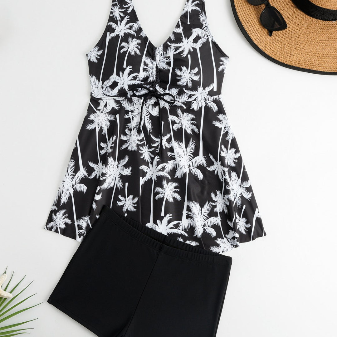 Dame Tankini sæt med blomsterakkenter og behagelige shorts Skovae