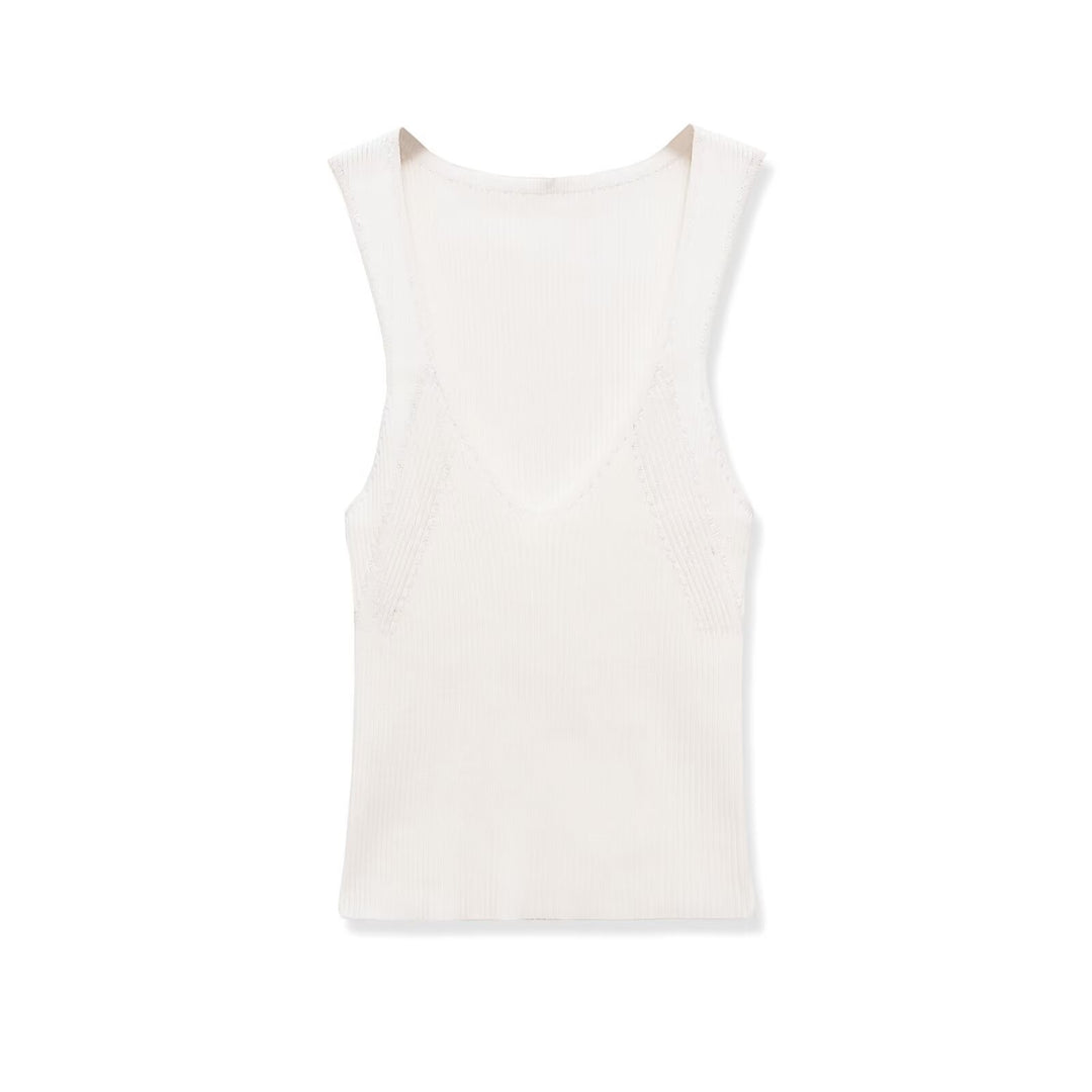 Dame V-hals rib top Skovae