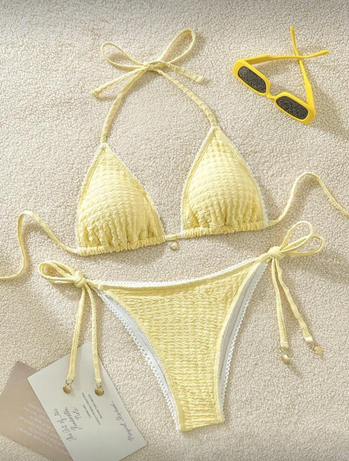 Dame Raffineret Trekant-Bikini med elegant Flæse-design Skovae