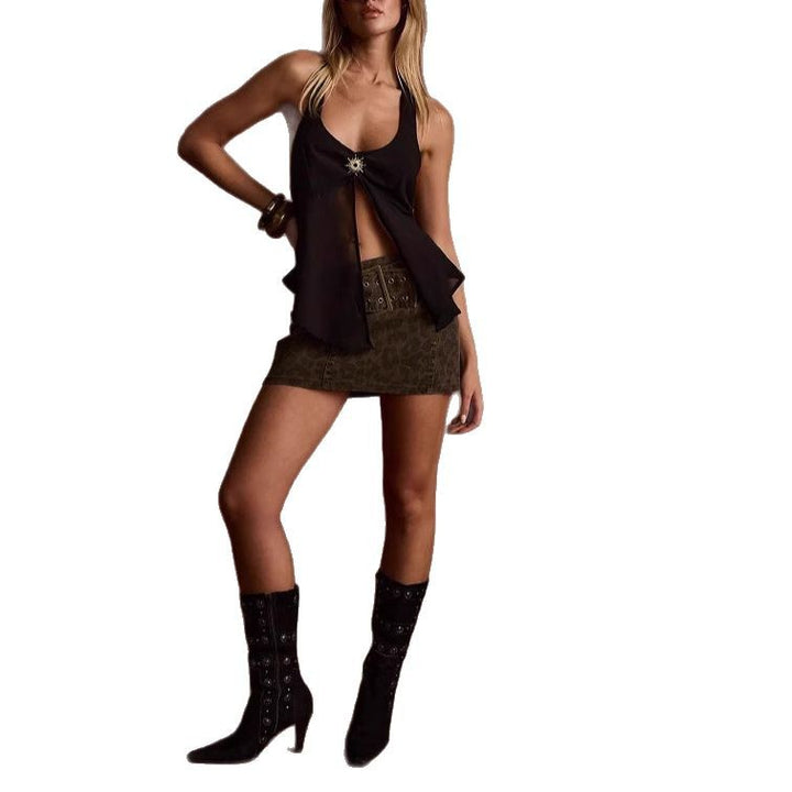 Femme Stilfuld Dyretryk Haltertop Stilla