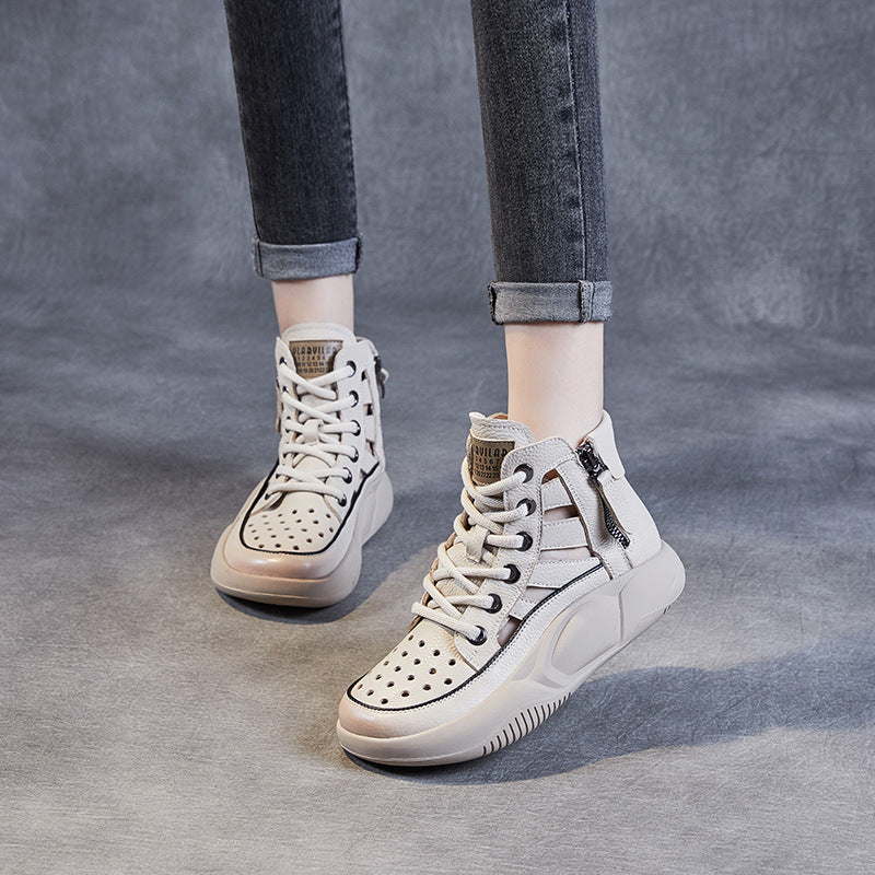 Dame High-Top-Fashion-Sneakers med udskæringsdesign og lynlås Stilla
