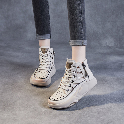 Dame High-Top-Fashion-Sneakers med udskæringsdesign og lynlås Stilla