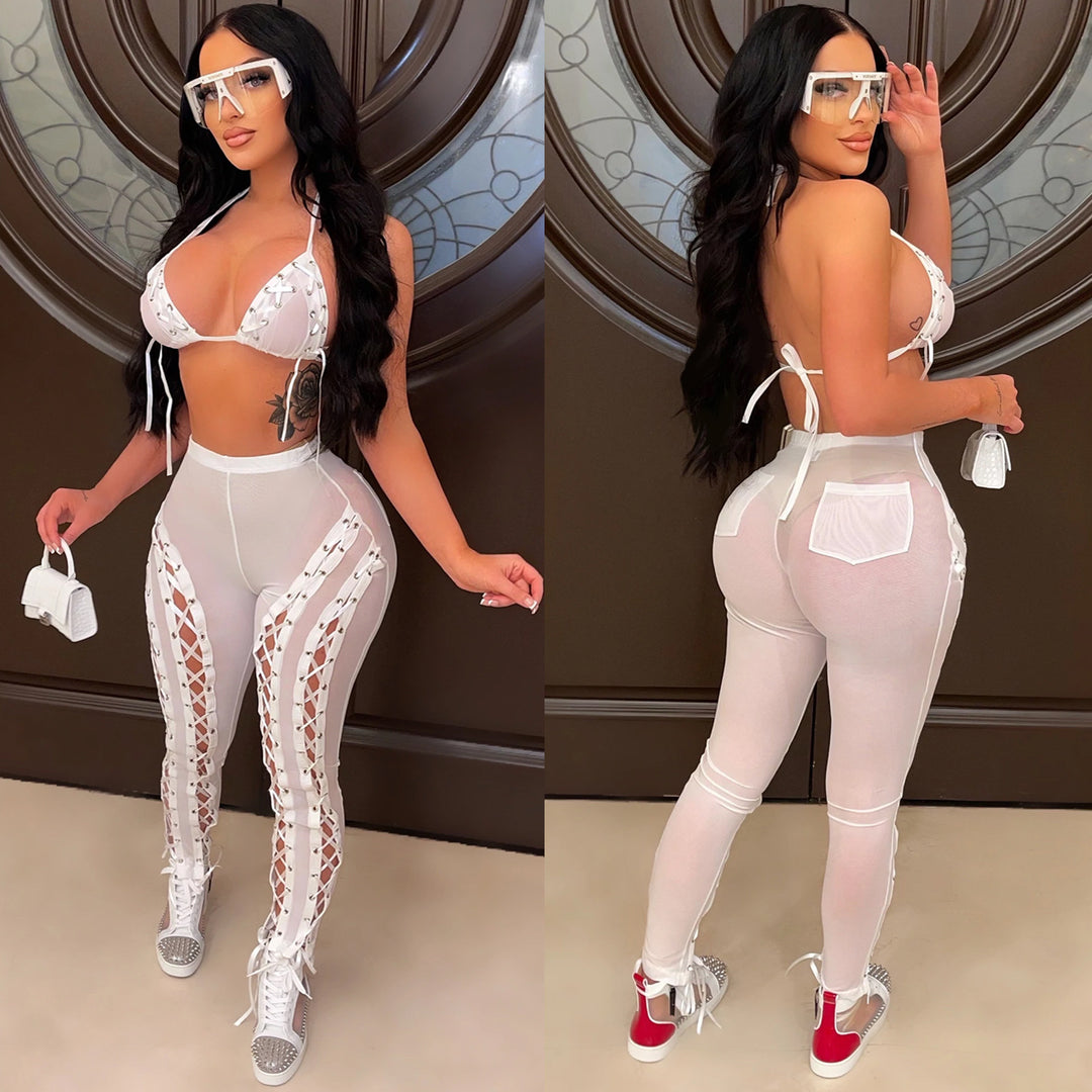 Dame Sporty Crop-Top og High-Waist Leggings Sæt Stilla