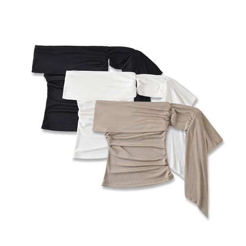 Dame Off-Shoulder Top med raffinerede draperingsdetaljer og elegant snit Stilla