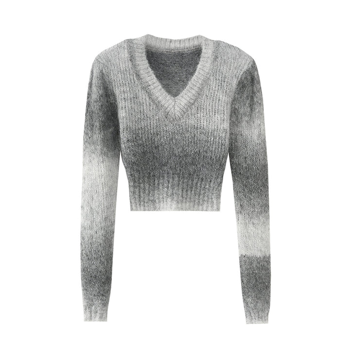 Dame kort sweater i moderne ombre design med dyb V-hals og lang arm Stilla