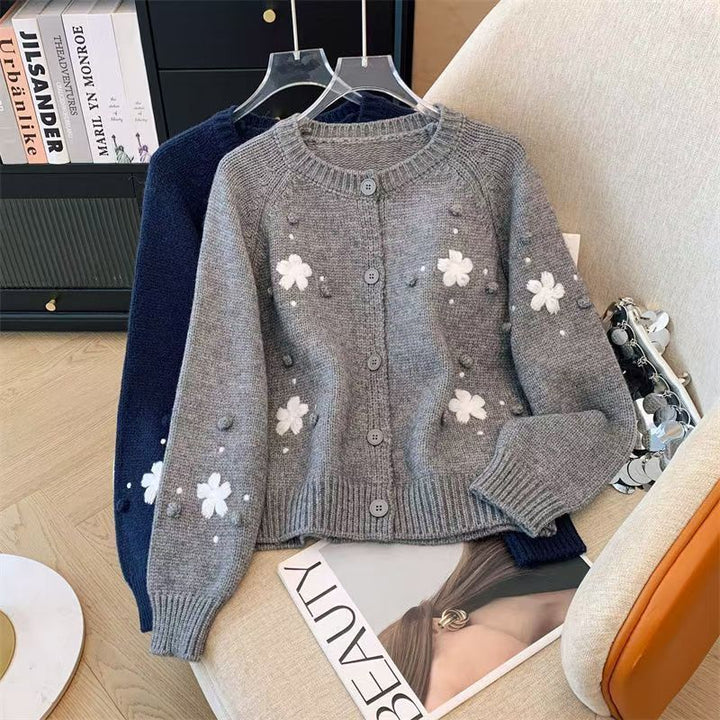 Kvinders cardigan med blomstermotiv Stilla