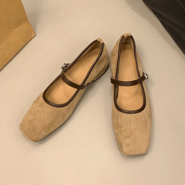 Dame Mary Jane Ballerinas med firkantet tåform og justerbar rem Stilla
