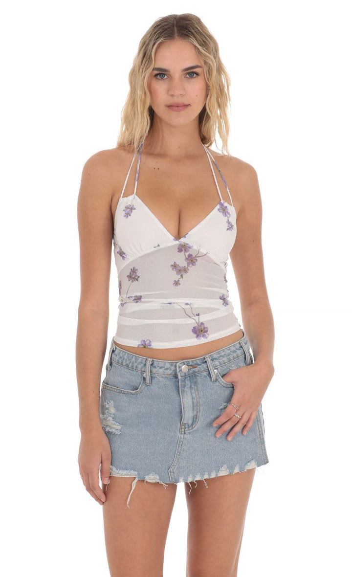 Dame moderneh blomster top Stilla