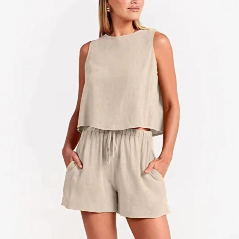 Dame Relaxed Fit To-delt Shorts Sæt Stilla