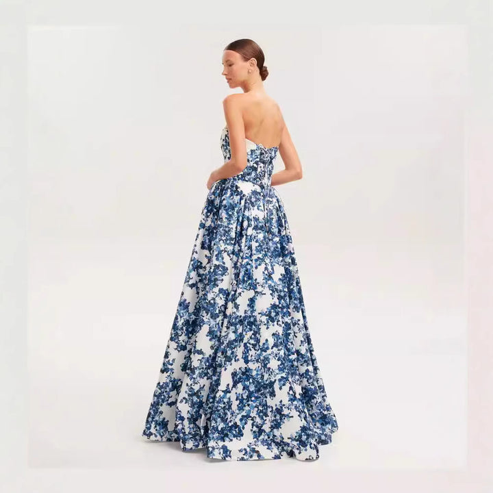 Kvinder Elegant Blomster Mønster Maxi Kjole med Off-Shoulder Design Skovae
