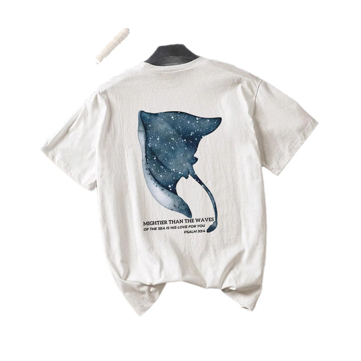 Dame T-shirt med kreativt motiv og inspirerende tekst Skovae