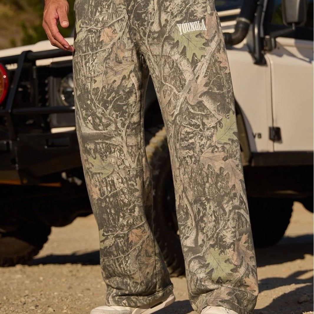 Herren nan bredde camouflagesweatpants med elastisk komfortbund og lår-logo Skovae