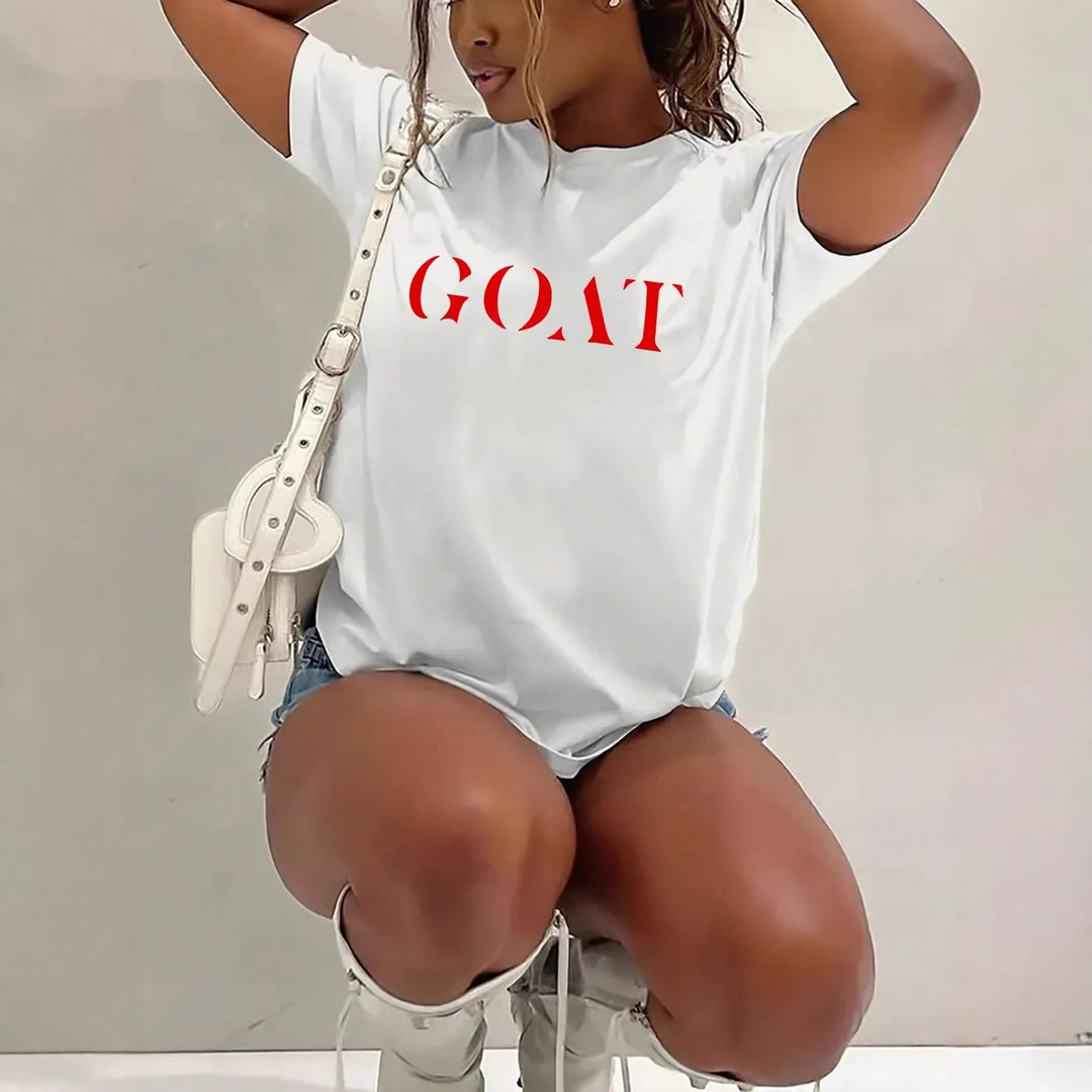 Dame T-shirt med kreativt statementtryk Skovae