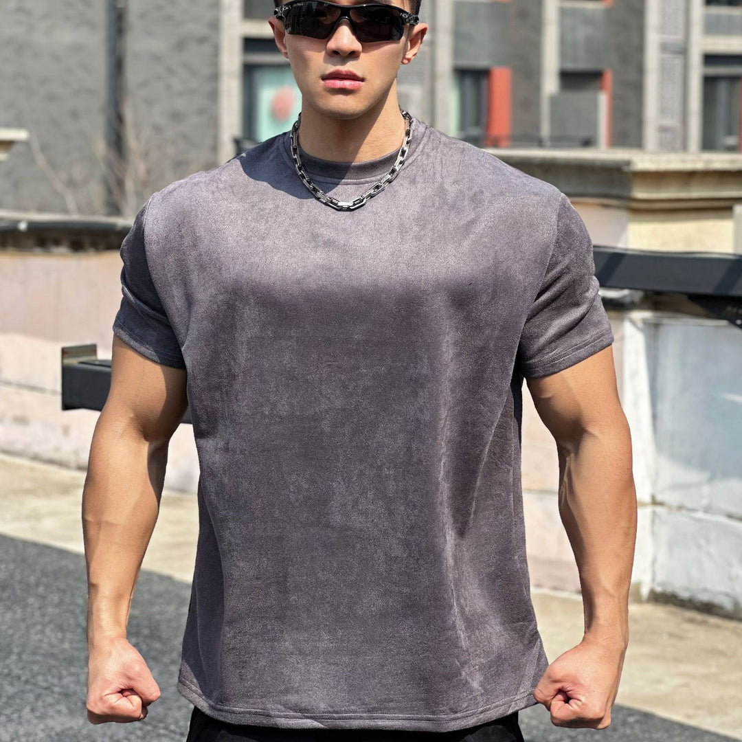 Herren Sportliches Fleece T-Shirt med forstærket krave og afslappet snit Stilla