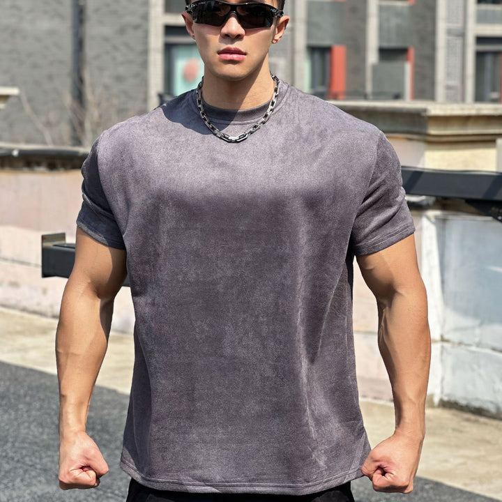Herren Sportliches Fleece T-Shirt med forstærket krave og afslappet snit Stilla