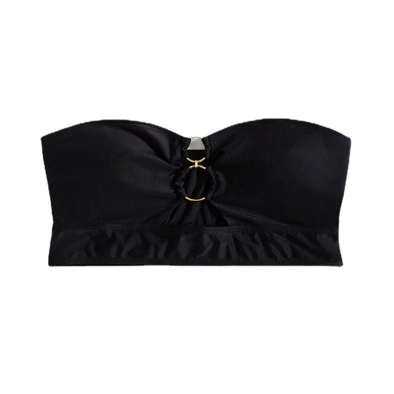 Dame bandeau bikini top med dekorative ring accenter Skovae