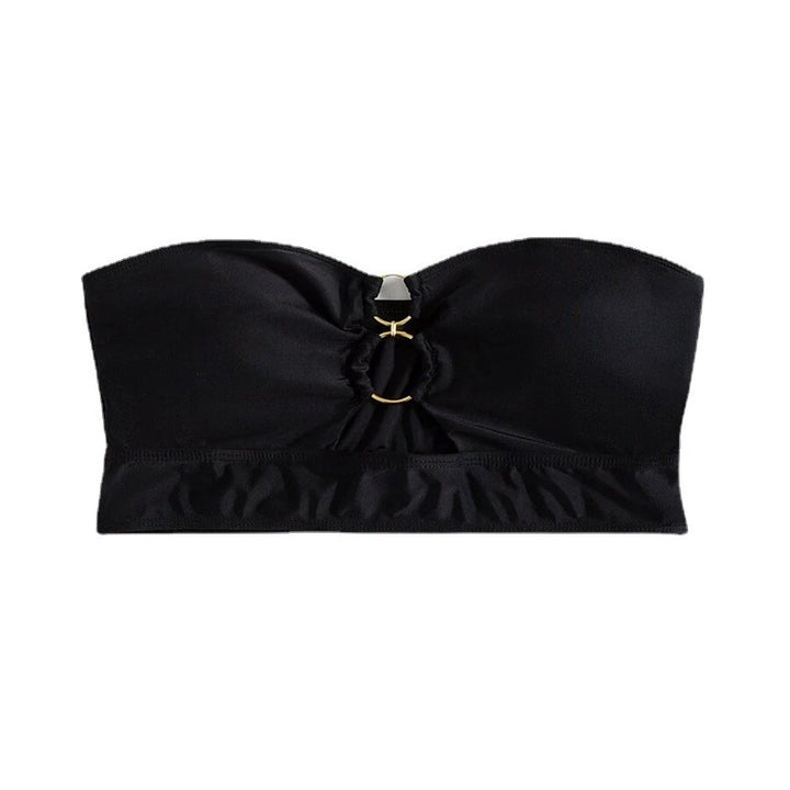 Dame bandeau bikini top med dekorative ring accenter Skovae