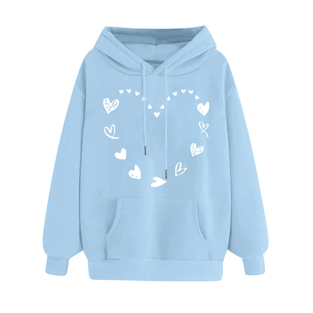 Dame hoodie med legende hjerte design og komfortabel kængurutaske Skovae