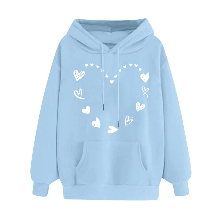 Dame hoodie med legende hjerte design og komfortabel kængurutaske Skovae