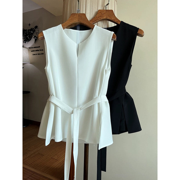 Dame festlig bluse med peplum-snit og taljerbar bælte Stilla
