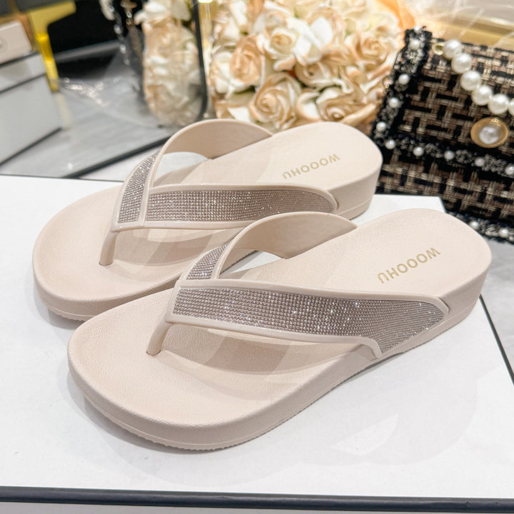 Dame Glamourøse Flip-Flops med strass-besatte remme og komfortabel sål Stilla