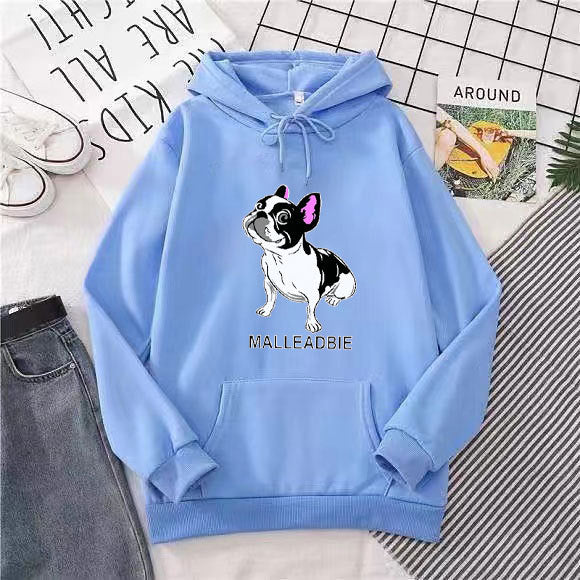 Kvinders hoodie med kreativt fransk bulldogdesign Skovae