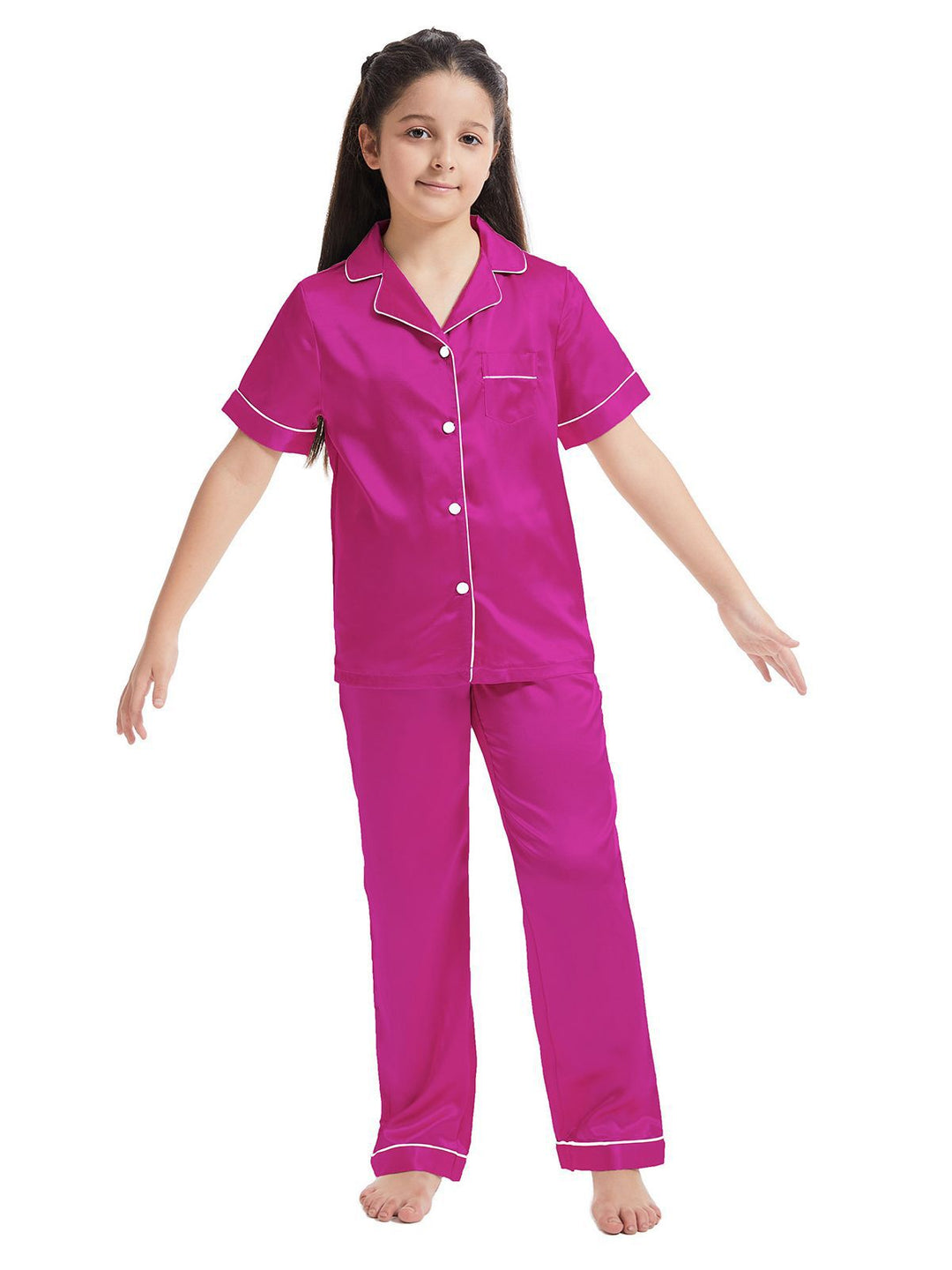 Dame pyjamasæt i luksuriøs satin med elegante syninger Stilla