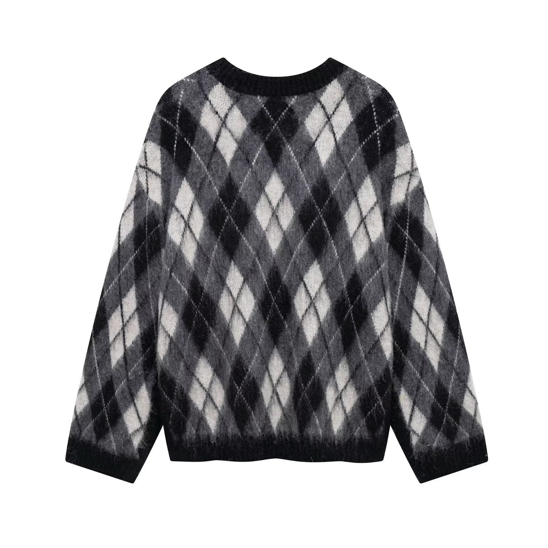 Femme Argyle-mønster Strikpullover Stilla
