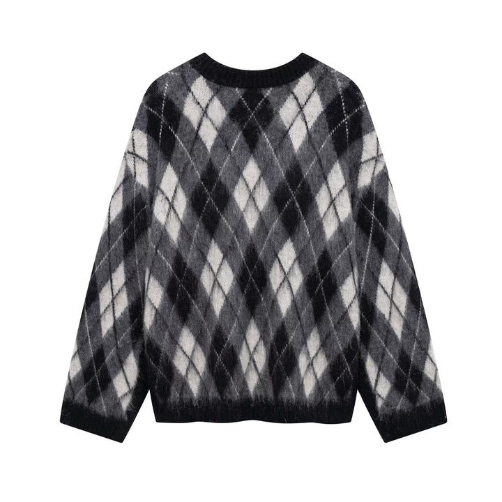 Femme Argyle-mønster Strikpullover Stilla