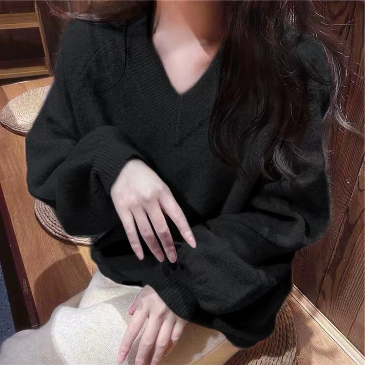 Kvinders oversized V-hals sweater lavet af blødt materiale med en afslappet pasform Stilla