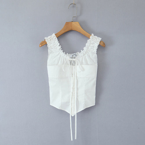 Dame Off-Shoulder Bluse med elastisk flæse og knaplukning Stilla