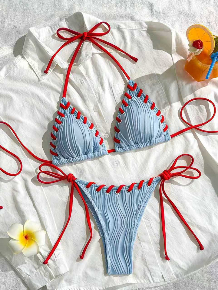 Dame Bikini-sæt med elegant flæsedesign og justerbare stropper Skovae