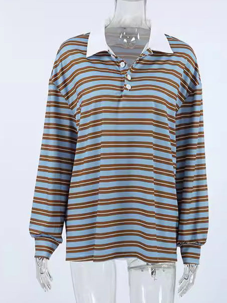 Dame Casual stribet skjorte med krave og elegante detaljer Stilla