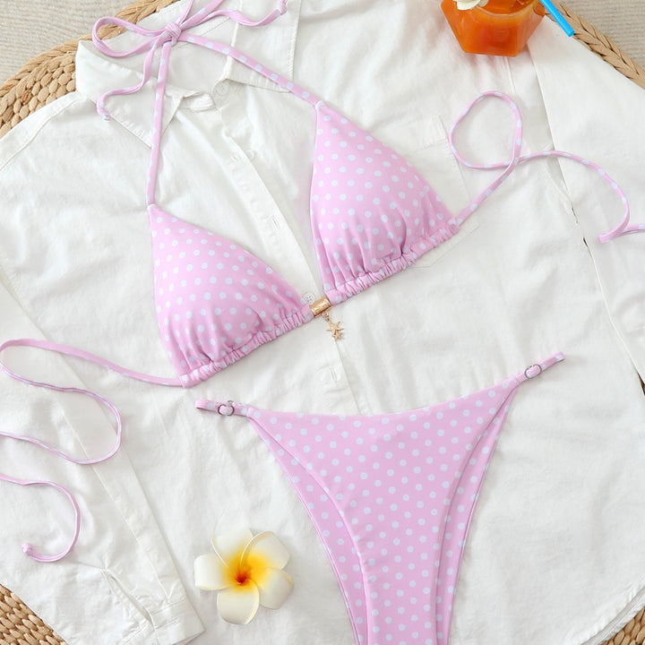 Dame Farverig prikket trekant-bikini Skovae