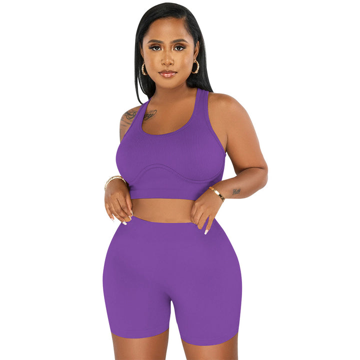 Damer Sporty Crop-Top og Shorts Sæt Stilla