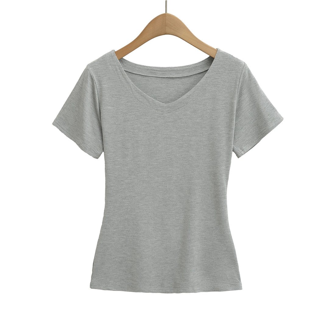 Dame afslappet V-hals T-shirt i åndbart bomuldsblanding Stilla