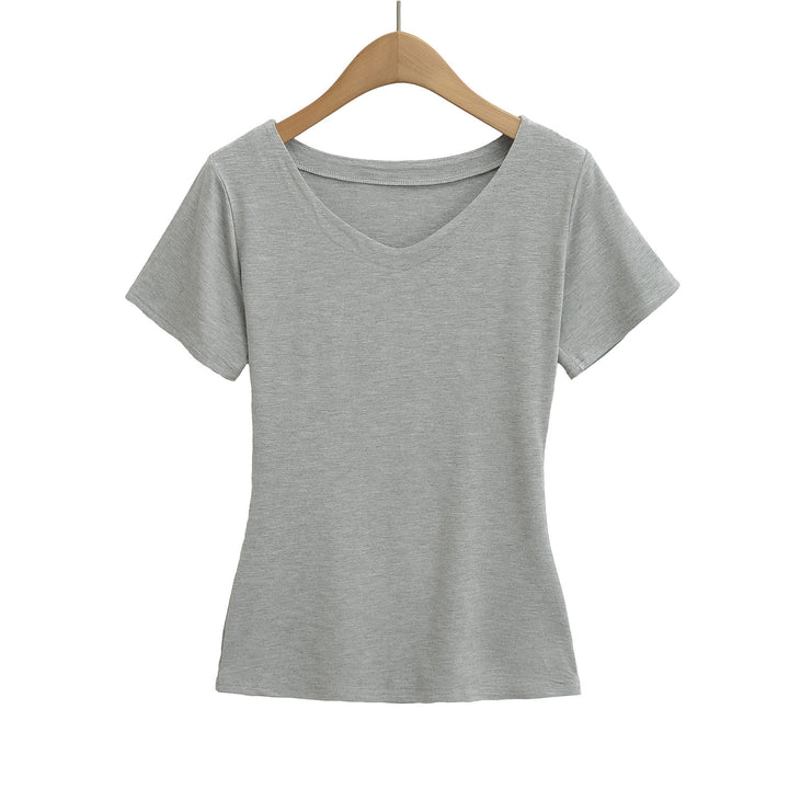 Dame afslappet V-hals T-shirt i åndbart bomuldsblanding Stilla