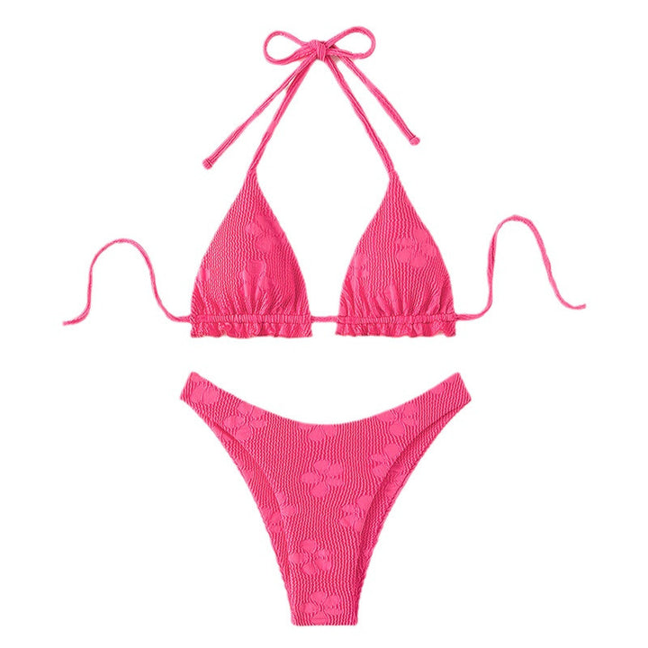 Dame triangel-bikini med raffinerede flæse- og bindedetaljer Skovae