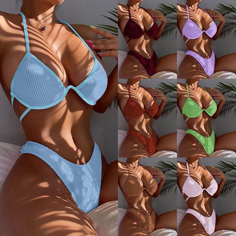 Dame Triangel-Bikini med høj skæring og raffineret detalje Skovae