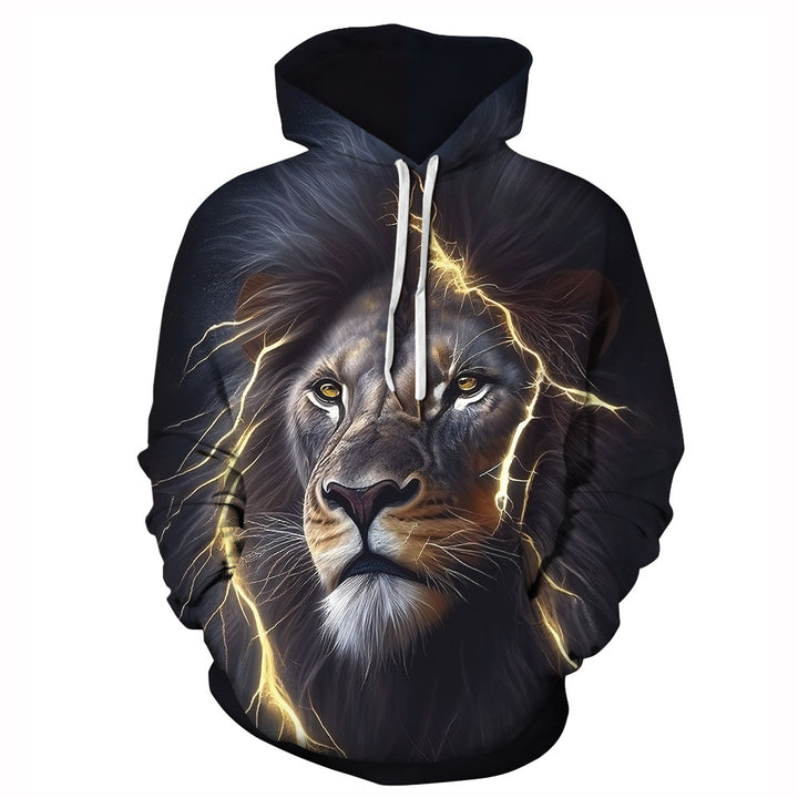 Dame Hoodie med detaljeret løveillustration Stilla