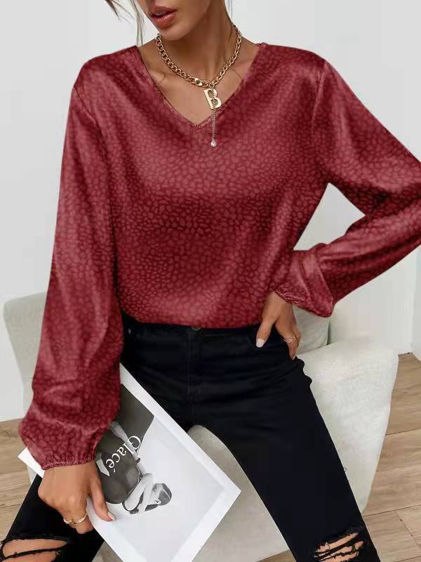 Femme Elegante V-Udskæring Bluse med Ballonærmer Stilla
