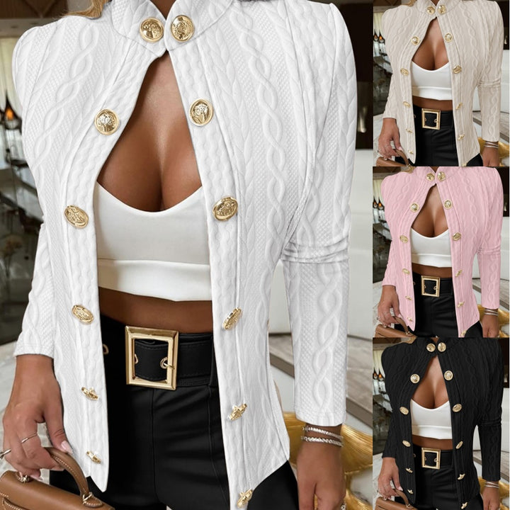 Dame elegant strikjakke med dekorative knapper og struktureret design Stilla