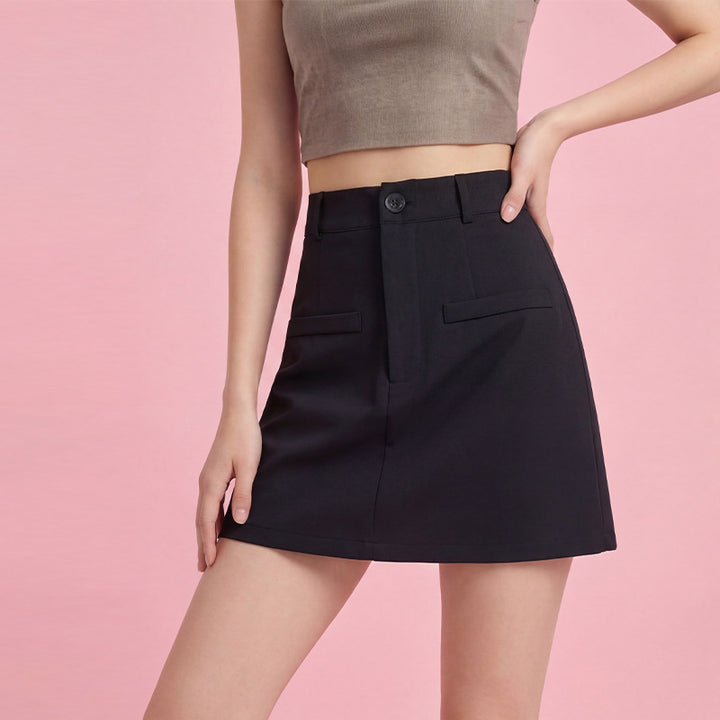 Damen Modischer Minirock mit eleganter Schnittführung und praktischen Taschen Skovae