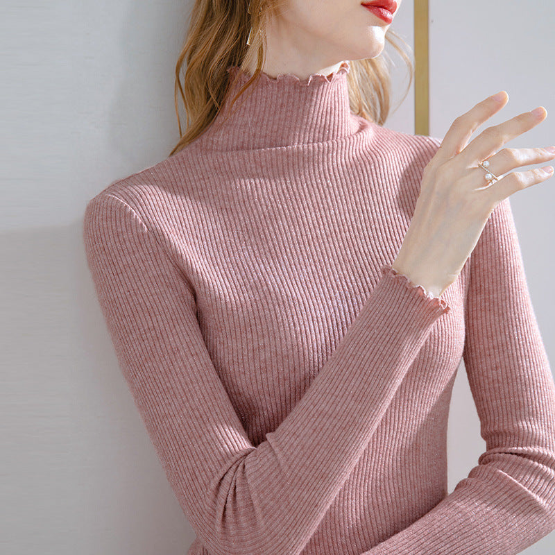Dame rullekrave sweater med fin ribstruktur og elegante afslutninger Stilla