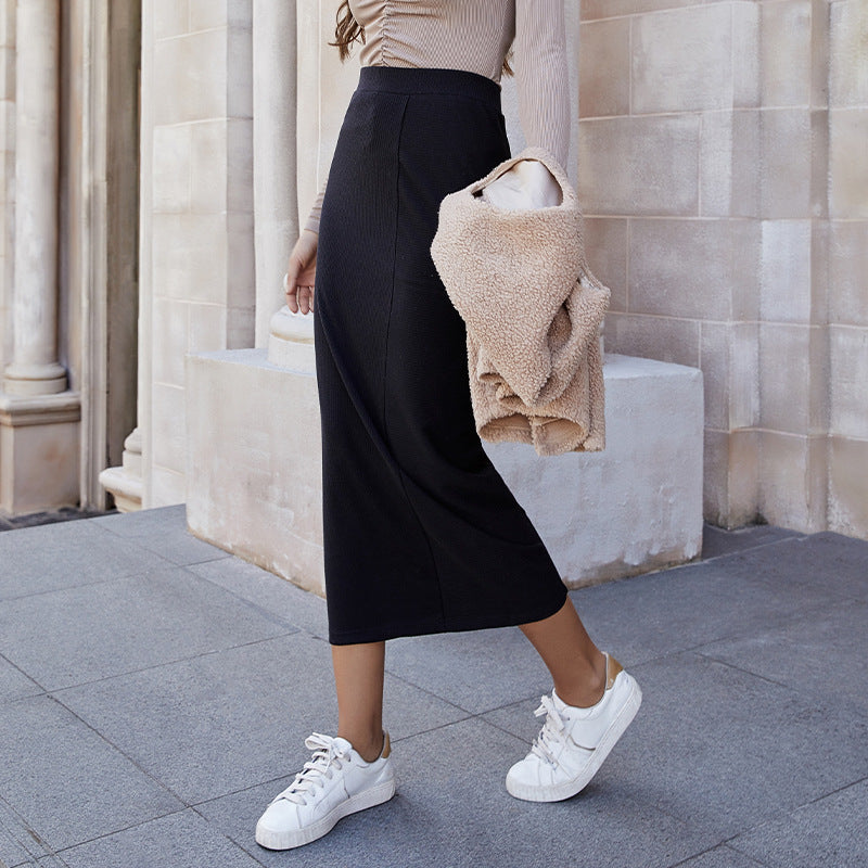 Dame Elegant lang Skirt med høj talje og Stretch-tilpasning Stilla